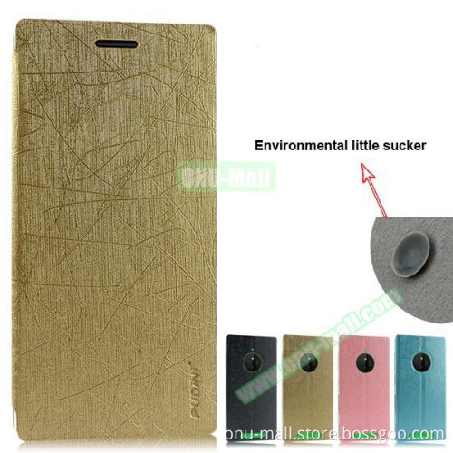 Silk Texture Folio Leather Case for Nokia Lumia 640 XL with Stand and Little Sucker